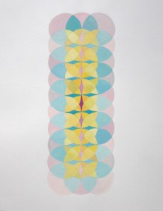 Angela Faustina, Abstract Color Study - Circles, 2008. Gouache painting on paper, 11” by 14”. Private Collection. Pop art that explores color theory through the repetitive pattern of lines or circles.