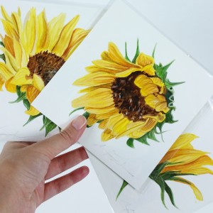 watercolor sunflowers by artist Angela Faustina