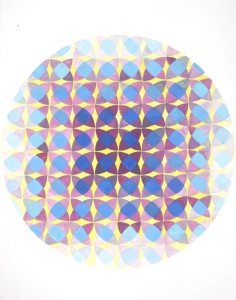 Angela Faustina, Abstract Color Study - Circles, 2008. Gouache painting on paper, 11” by 14”. Private Collection.