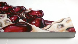 painting detail of: Angela Faustina, Pomegranate X, 2012 - 2013. Oil on canvas, 24" by 20”.