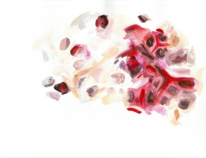 Angela Faustina, Pomegranate wash, 2013. Watercolor on paper, 12" by 9". Private Collection.