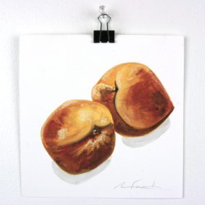 Angela Faustina, Georgia peaches study, 2016. Watercolor on paper, 6" by 6".