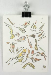 Angela Faustina, Fig segments, 2011. Ink and watercolor on paper, 3.75" by 4.75".