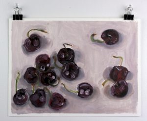 Angela Faustina, Cherries study, 2016. Oil on canvas paper, 10.75" by 8".