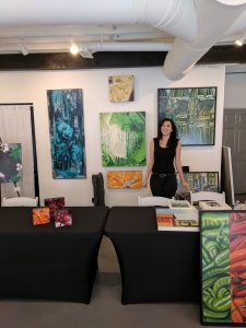 The artist Angela Faustina at the BRANDED artist talk at gallery43, Roswell, Georgia, 2017.