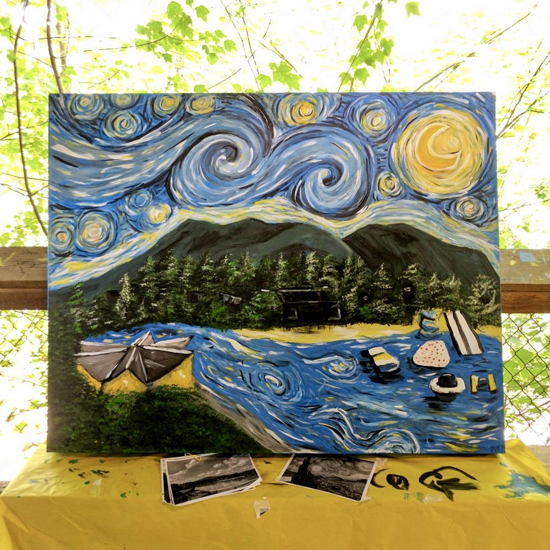 finished Starry Night over Camp Barney painting