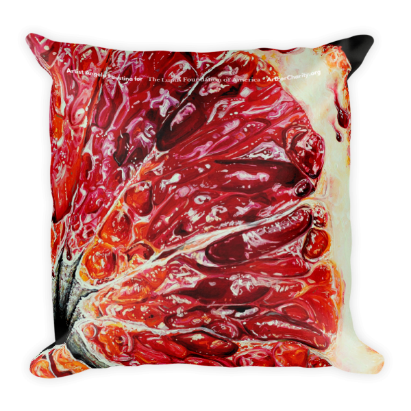Angela Faustina Blood Orange IV pillow merchandise for Art for Charity