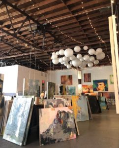 Angela Faustina and other artists paintings at For the Love of Art 3 Day Popup Show, Marietta, GA, 2018