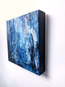Angela Faustina, Blue Abstract oil painting, 12" by 12"
