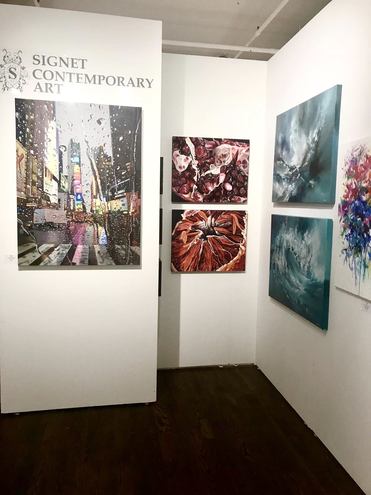 Angela Faustina's POMEGRANATE and BLOOD ORANGE oil paintings at Signet Contemporary Art at Affordable Art Fair NYC, New York, 2019