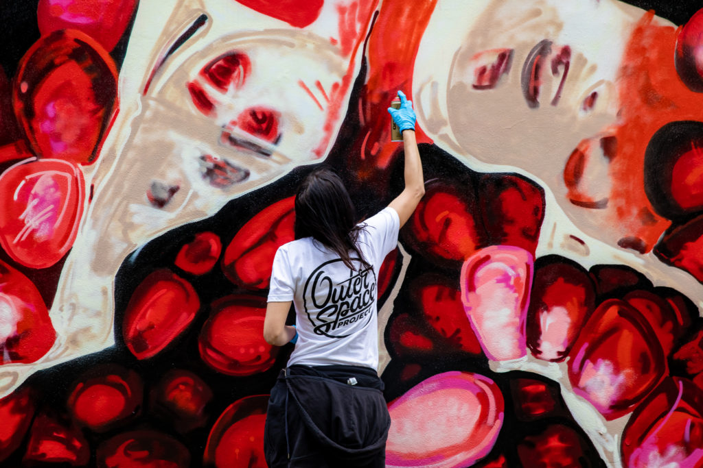 Angela Faustina, POMEGRANATE XLVI mural for OuterSpace Project Mission 5, Atlanta, GA. Photo: DV Photo Video