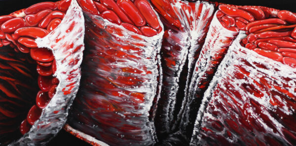 Angela Faustina, BLOOD ORANGE XX, 2021. Oil on cradled painting panel, 24″ by 12″