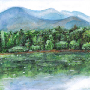 Lake Lewis and Horse Range Mountain watercolor painting
