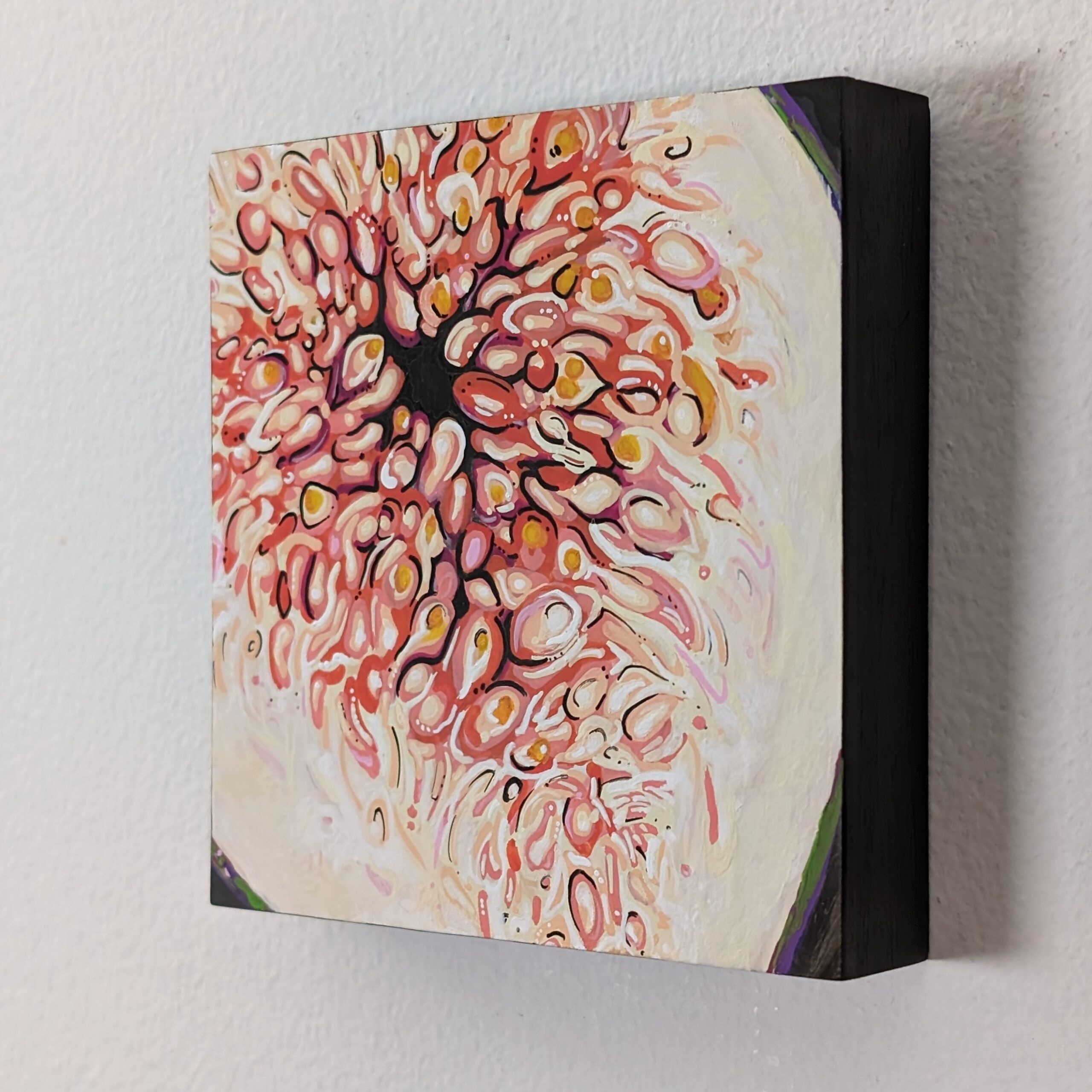 Angela Faustina, FIG X, 2023. Acrylic on cradled painting panel, 4" by 4". Available through Angela's studio shop.