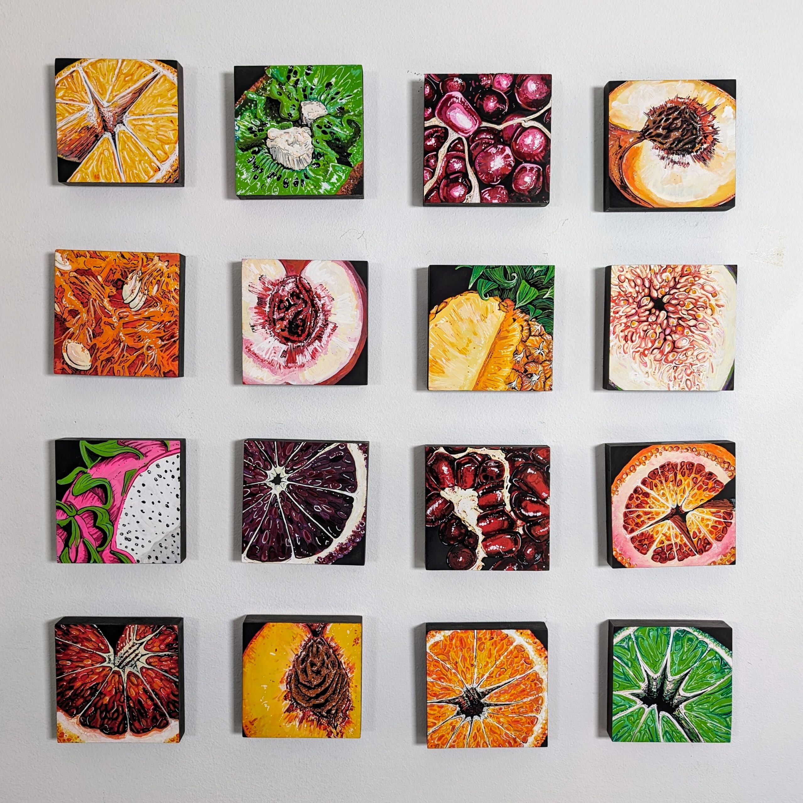 collection of mini paintings by Angela Faustina