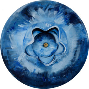 Angela Faustina, BLUEBERRY I, 2026. Oil on cradled painting panel, 8 diameter. Available through the Angela Faustina Studio Shop.