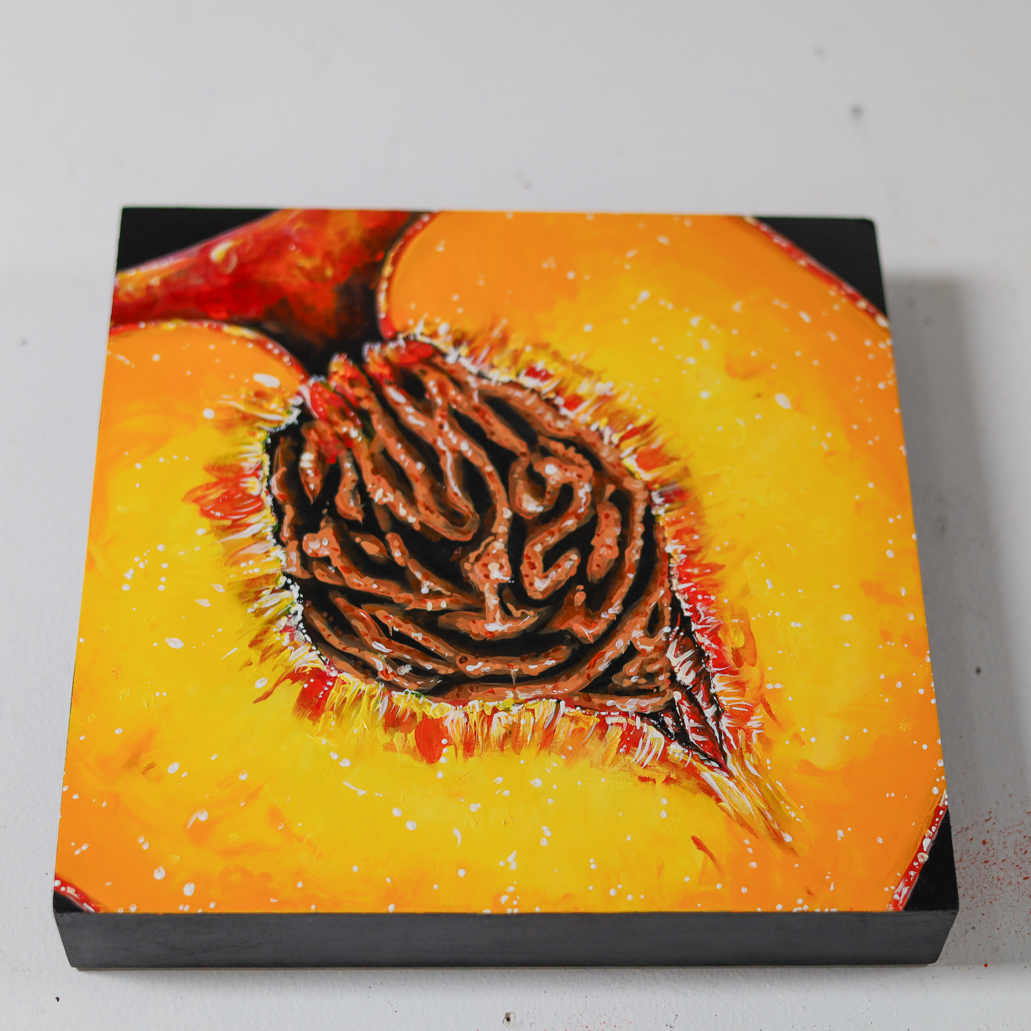 Angela Faustina, GEORGIA PEACH XXI, 2024. Oil on cradled painting panel, 10 by 10 1